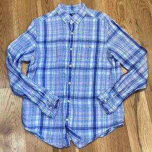 Men’s Vineyard Vines Classic Fit Tucker Shirt, 100% Linen, Size Medium